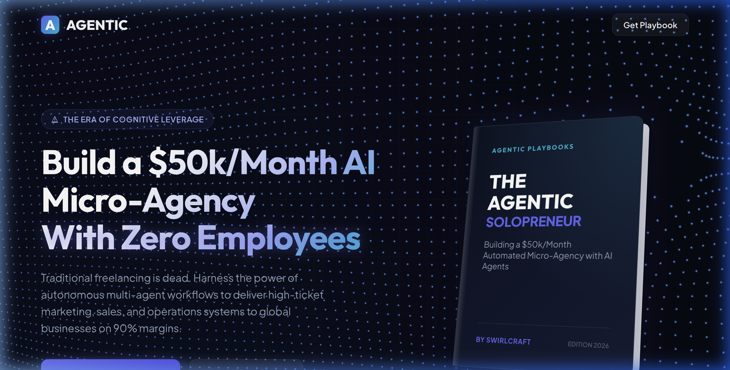 The Agentic Solopreneur Digital eBook Landing Page Mockup by SwirlCraft Digital
