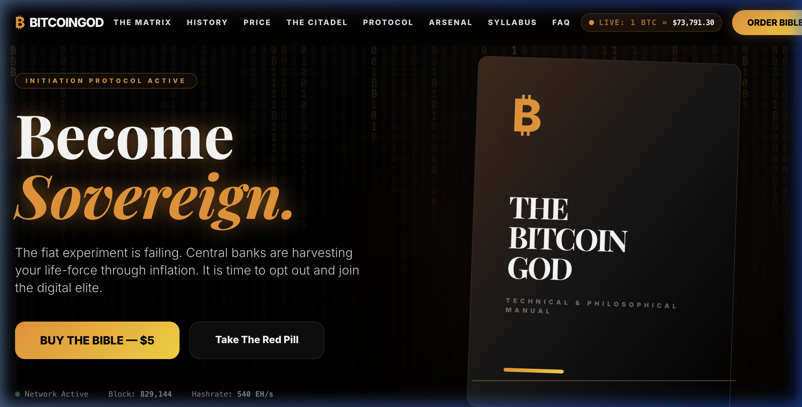 Bitcoin God Sovereign Wealth Manual Desktop Mockup by SwirlCraft Digital