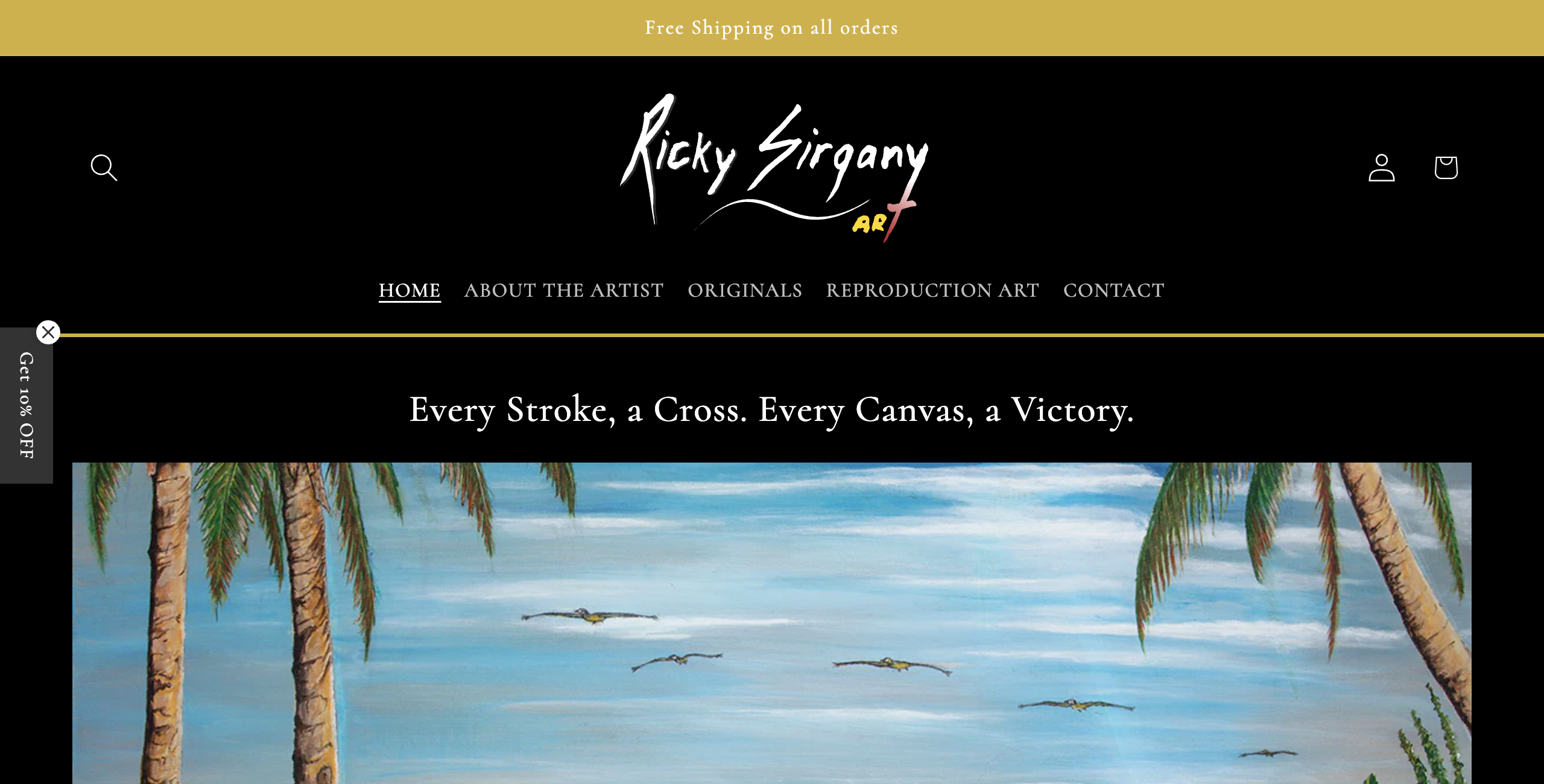 Ricky Sirgany Fine Art Gallery & Shopify E-Commerce Store Desktop Mockup by SwirlCraft Digital